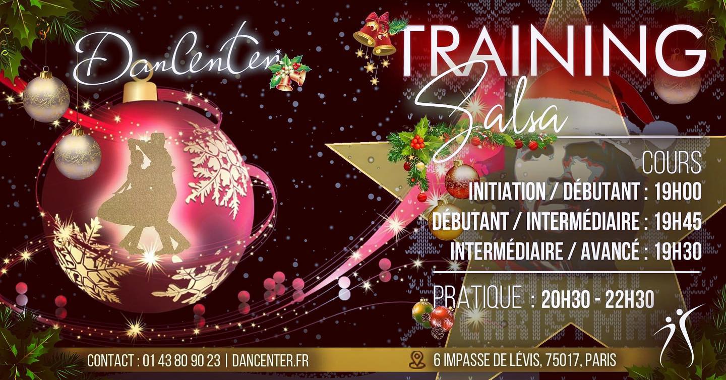 Dernier TRAINING SALSA de l’année 2022 au @dancenter_paris
SAMEDI 10 Décembre 🥳🤩😍
Venez faire la fête, et enflammer la piste de danse avec toute l’équipe