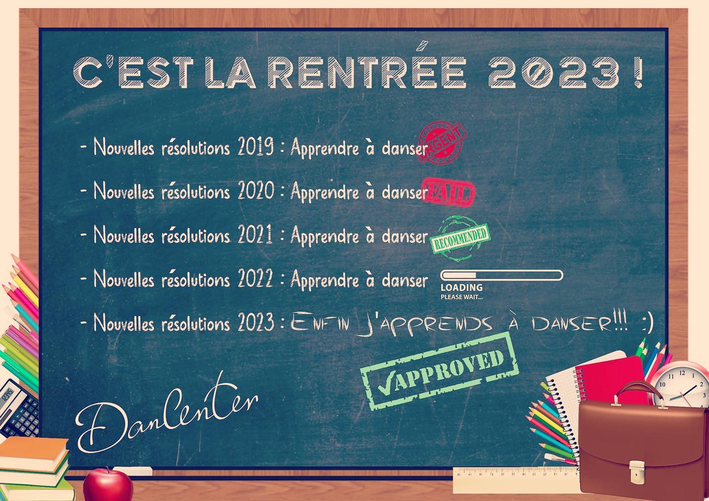 Comme vous le savez cher(e)s adhérent(e)s nous avons repris nos/vos activités, la nouvelle année c'est le temps de PRENDRE de nouvelles résolutions, mais le plus dure reste de le REALISER ! C'est pourquoi avec toute l'équipe nous vous attendons nombreux afin de permettre de mettre application vos résolutions 2023 : la première étant apprendre à danser😁💃🕺 !!!
+D'INFOS sur : https://www.dancenter.fr/
